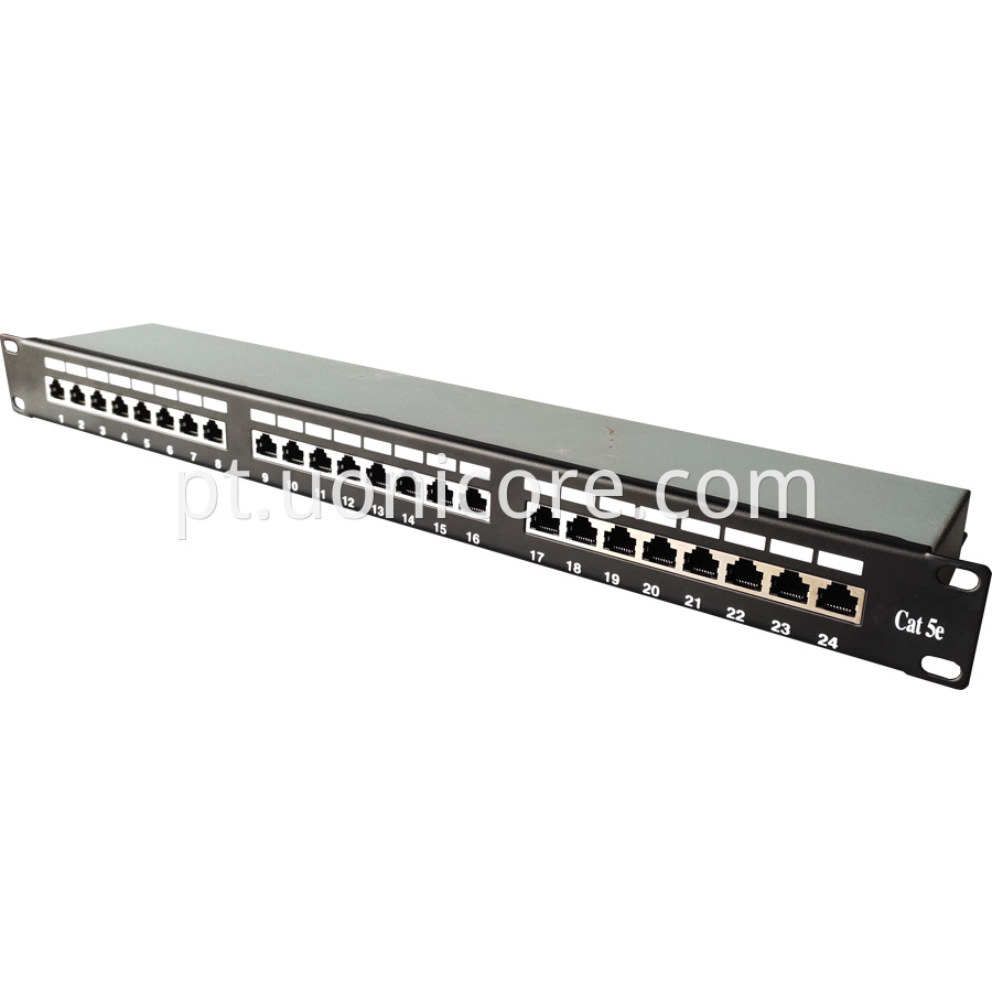 1U 19 rackmount 24 prots CAT5E shielded patch panel